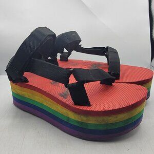 Teva Flatform Universal Womens 8 Rainbow Pride Platform Sandals 1116376